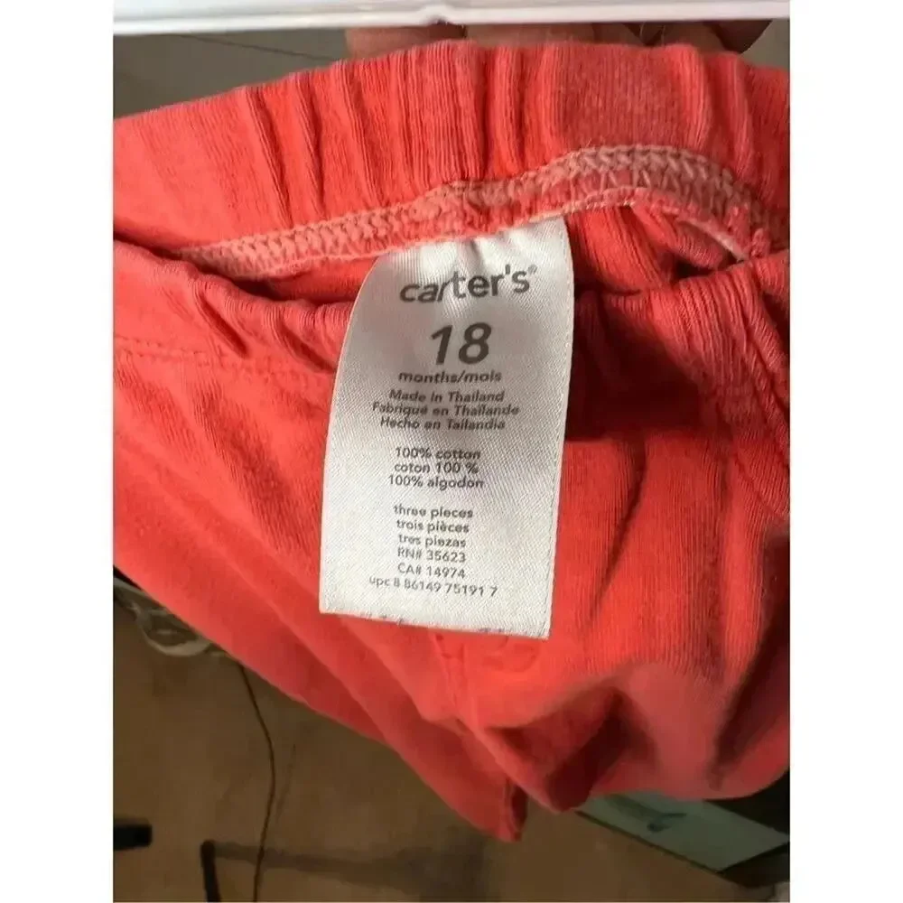 Little Lass long sleeve top/ Carter’s peach knit pants Size 18 months - Picture 5 of 5
